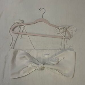 White Tie-Front Crop Top